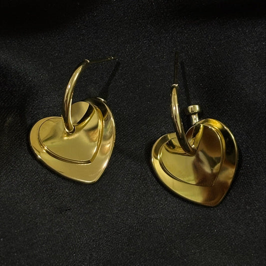 3-in-1 Layered Heart Anti-Tarnish Gold Earrings