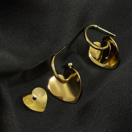 3-in-1 Layered Heart Anti-Tarnish Gold Earrings