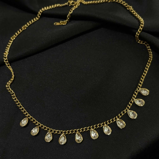 Celeste Teardrop Cascade Gold Necklace