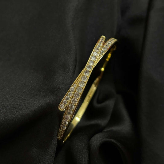 Duo Line Gold Diamond Studded Bracelet