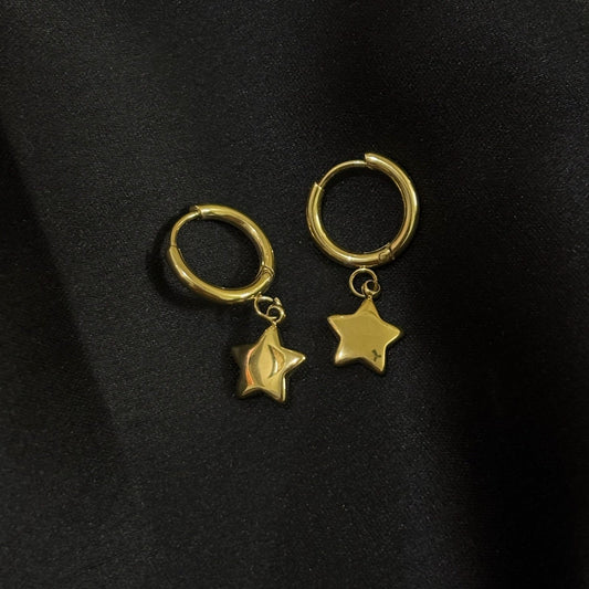 Twinkle Star Anti-Tarnish Hoop Earrings