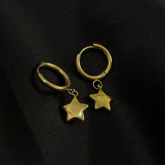 Twinkle Star Anti-Tarnish Hoop Earrings